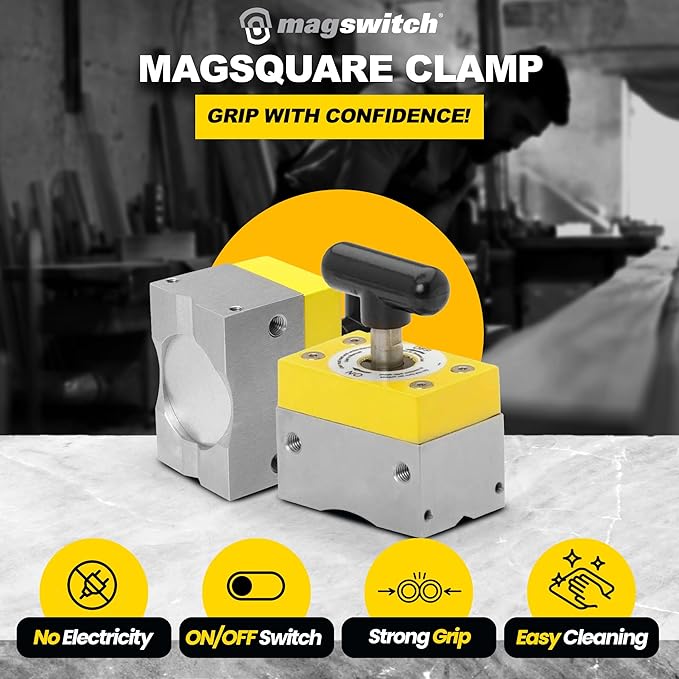 Magswitch MagSquare 165 Magnetic Welding Square Base Clamp Holder for Welding Kit, Tools, Supplies and Accessories, Magnet Switch with On/Off Capabilities, 150 lb Holding Force, 2 Pack