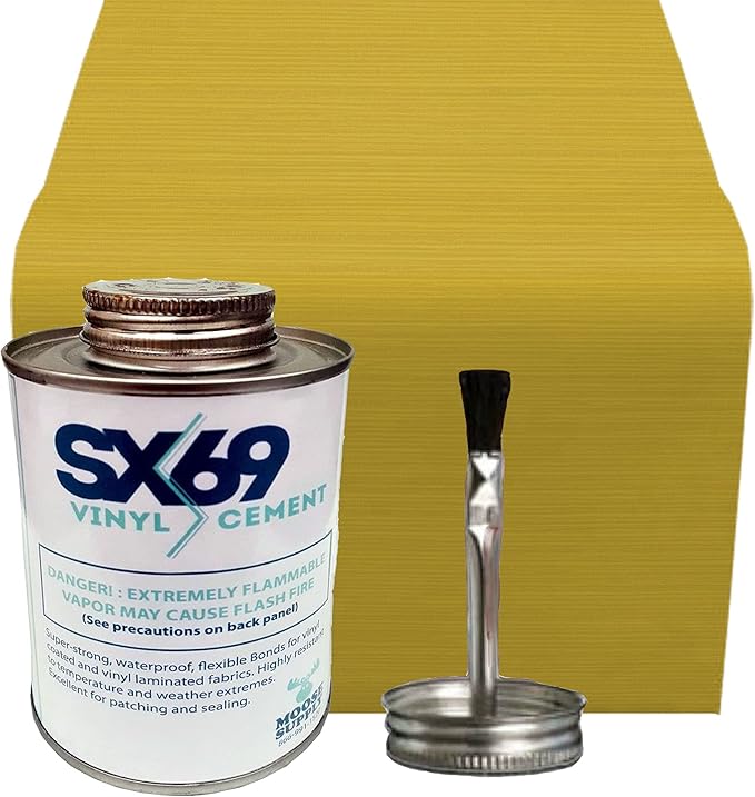 SX 69 Vinyl Repair Kit | Inflatable Bounce House Repair Kit | Includes 8 Ounce Adhesive and Vinyl Roll | for Flexible, Waterproof Repairs of Tears, Punctures, and Holes