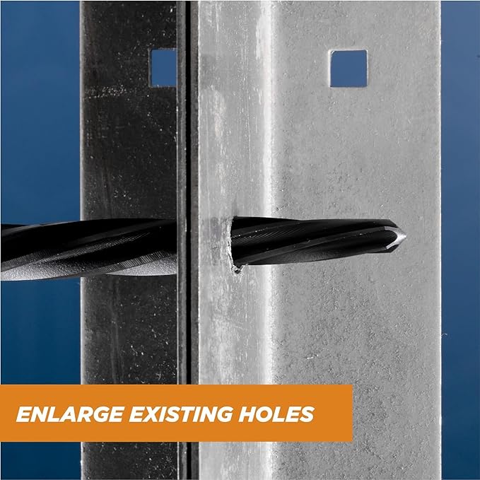 3/8" Bridge/Construction Reamer, M35 HSS Taper Chucking Reamer Drill Bit for Steel Alloy Aluminum Metal Wood Plastic, 3/8” Shank Chuck, Spiral Flutes, to Enlarge/Align Holes, 10mm
