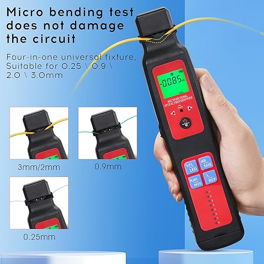 L-507 Live Fiber Optic identifier with Optical Fiber Power Meter -70+~10dbm 5-in-1 Function OPI OPM VFL 10KM RJ45 Network Tester LED Fiber Optic Cable identifier Single Mode/Multi Mode