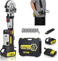 Electric Hydraulic Cable Lug Crimper Pliers,Rechargeable Crimping Tool,Straight-handled electric hydraulic pliers,Electrical Terminal Cable Wire Fiber Crimper Kit with 12 Dies, 6 AWG to 600 MCM