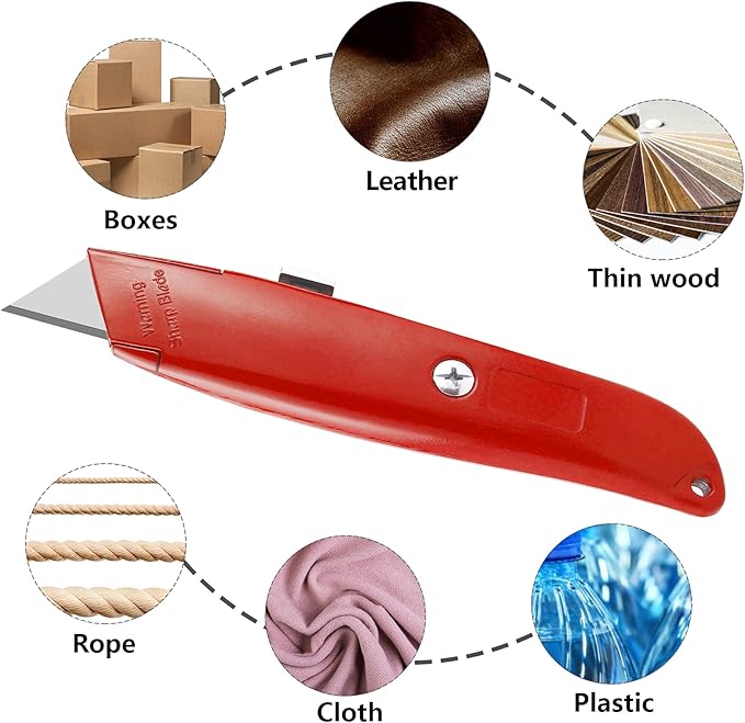 DIYSELF 2Pack Utility Knife Box Cutter Retractable Blade Heavy Duty(Red)