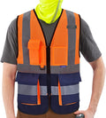 A-SAFETY High Visibility Mesh Safety Reflective Vest with Pockets and Zipper,Hi Vis Viz Reflective Safety Vest(Orange&Navy Mesh XL)