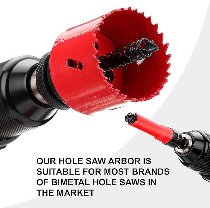 General Hole Saw Mandrel, 7/16-Inch and 3/8 Inch Hole Saw Arbor with 3Pcs Central Drill/2PCS Hex wrench/2Pcs Spring