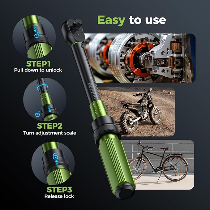 1/4 Torque Wrench, 52Pcs Dual-Range【10-230 in.lb/1-26 Nm】±3% Precision Inch Pound Torque Wrench 1/4 Drive, 72 Tooth Dual-Direction Bike Wrench Set for MTB, E-Bike, Moto Maintenance