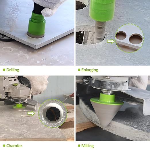 Diamond Core Drill Bits Set - 10pcs Tile Hole Saw Kit 6/8/10/25/35/50/65mm with 2" Diamond Beveling Chamfer Bits for Porcelain Ceramic Tile Granite Marble