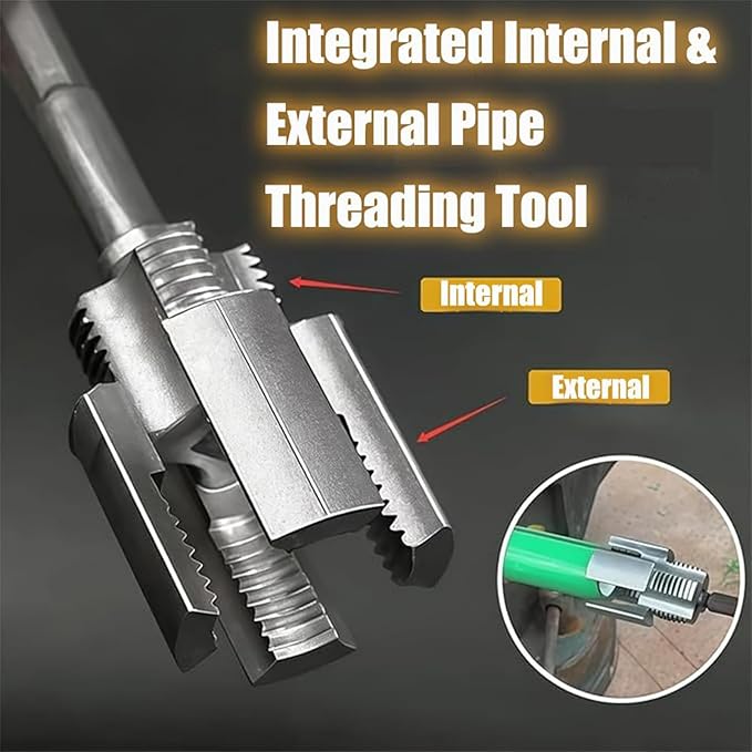 Integrated Internal & External Pipe Threading Tool, Pipe Thread Cutting Tool, Electric Drill Compatible 2 In 1 PVC Pipe Threader Kit, 1/2" 3/4" PVC Thread Maker Tool for Water Pipes (2 Pcs 1/2’’)