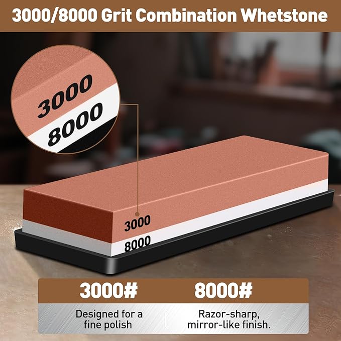 Chisel Sharpening Jig with Diamond Sharpening Stone 400# 1000# 3000# 8000# Grit, Wood Honing Guide for Chisels and Planes Width 0.1" to 2.8"