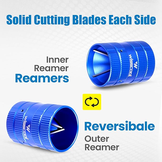 Pipe Reamer Tool, Copper PVC Tube Deburring Tool Plumping Tools Pipe Cleaner 1/4" to 1-5/8" Inner Outer Reamer Pipe Tubing Chamfer for Metal PVC PPR Copper Brass Aluminum(Blue)