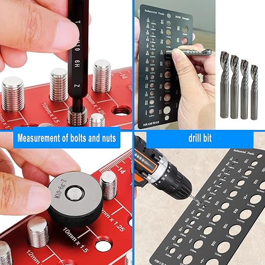 Thread Checker 2 PCS, Nut and Bolt Thread Checker, Aluminum Bolt Size and Thread Gauge, Bolt Size Finder, Wall Mountable or Flat Bolt Thread Identifier with Inch and Centimeter Scale