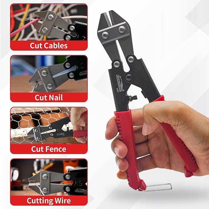 Bolt Cutter 8 inch, Mini Bolt Cutter with Comfort Handle Grip, Safty Lock, Heavy Duty Bolt Cutter for Bolts, Steel Wires, Cables and Rivets