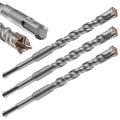 Concrete Drill Bit 3pcs 5/8" X 8"-6" Cross-Type Double Thread Carbide Material Suitable for Concrete, Brick, Cement Walls, Stone, Hammer Drill Bits for Concrete