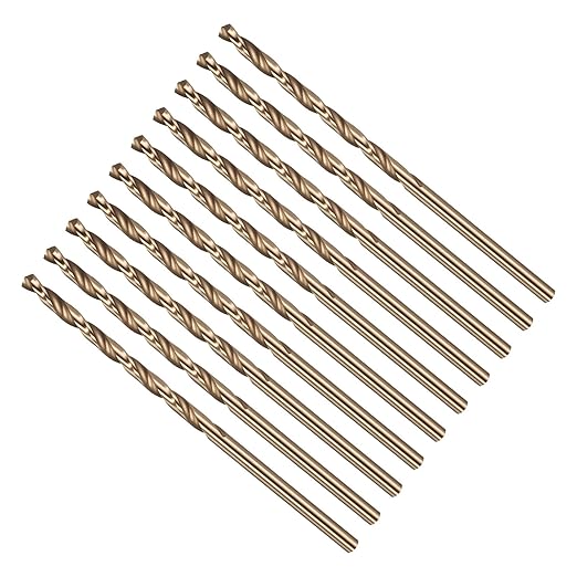 Drill Bit, #37 Cutting Diameter, 4341 HSS Gold Finish 118° Cutting Angle Number Jobber Bits - (Applications: for Drilling Soft Metal Plastic Wood), 10-Pieces