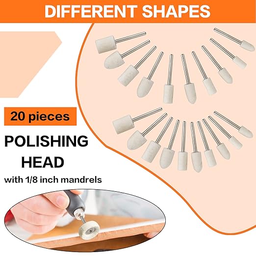 134PCS Polishing Buffing Wheel Polishing Kit Compatible with Dremel, Polishing Wheel Rotary Tool Accessories with 1/8" Shank, Abrasive Wheel Buffing Polishing Wire Brushes Wool Felt Cotton Mounted