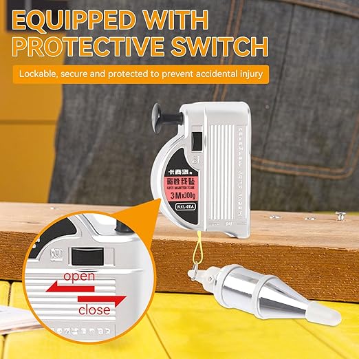 Magnetic Plumb Bob with String, Plumb Bob Reel Retractable Plumb Line Tool, 8m/ 26ft Automatically Stretch Line Quickly Stabilize Plumb Bob Tool for Construction Building Line