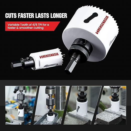 Bi Metal Hole Saw Kit, 30-Pieces All Purpose Combination Hole Saw Set Including 10" Extension, Sizes Range: 3/4" to 4-3/4", Increased Cutting Depth to 2", Ideal for Wood, Metal, PVC, Aluminum