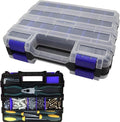 Tools Organizer Box Small Parts Storage Box 50-Compartment Double Side Hardware Organizers with Removable Plastic Dividers for Screws, Nuts, Nails, Bolts, Blue