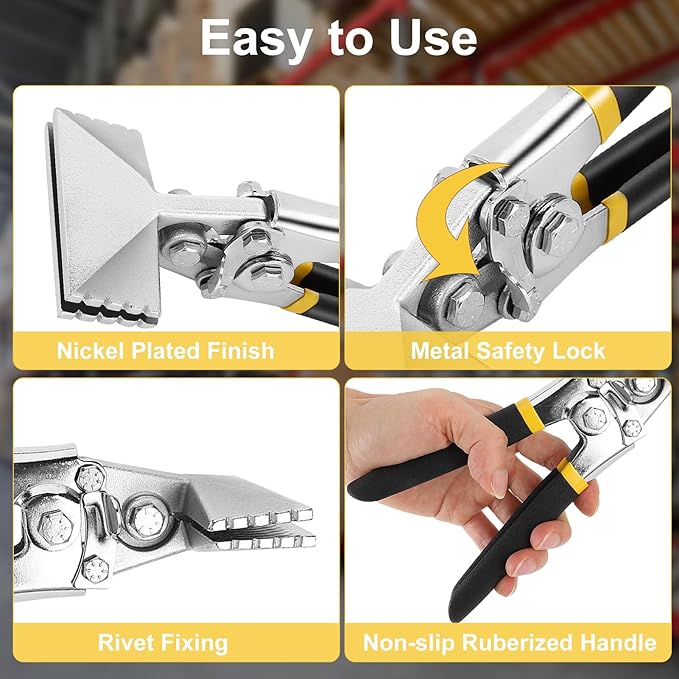 Hand Seamers Sheet Metal Tools,3 Inch Sheet Metal Bender Offset Handles Carbon Steel Straight Jaw Sheet Metal for Door, Bending, Seaming and Flattening Metal