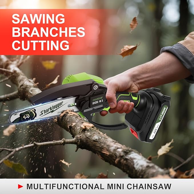 Mini Chainsaw, 6-inch Cordless Electric Mini Chainsaw, Portable Handheld Chain Saw for Tree Pruning Shearsand Garden Maintenance, Best Father's Day Gift for Men Dad Husband(Green)
