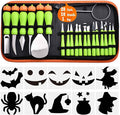 Pumpkin Carving Kit Heavy Duty Stainless Steel Tools with Carrying Case (Total 31 Pieces) Pumpkin Carver Pumpkin Sculpting Set Halloween Party Decorating with pumpkin gutter (Light green)