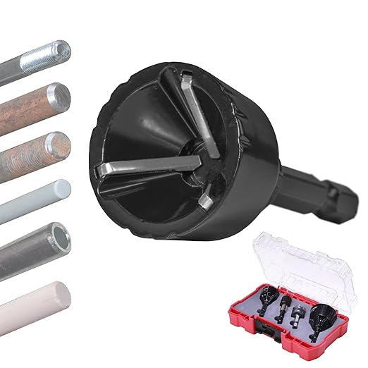 Tungsten Carbide Inner and Outer Deburring External Chamfer Tool Set for Removing Burr, Quick Release Hex Shank Deburring Tool for Metal Rod, Tube, Copper/PVC Pipe