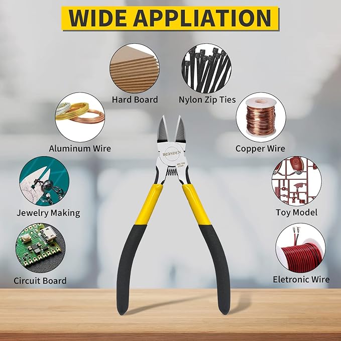 Wire Cutters 5 Pack, 6 inch Flush Cutters, BOOSDEN Spring Loaded Cutting Pliers,Precision Side Cutters,Sharp Diagonal Cutters,Small Wire Snips for Crafting