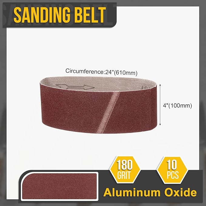 4 x 24 Inch Sanding Belt, 5 Pcs 180 Grit Knife Sharpener Belts Work Sharpening for Belt Sander Knife Carving Tool Metal Working