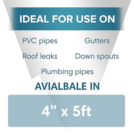 Polar TapeSeal Clear - 2" x 5 ft | Rubberised Waterproof Tape for Leaks & Cracks on Roofs, PVC Pipes, Downpipes, Plumbing & Gutters | All-Purpose Indoor & Outdoor Sealant Tape for Lasting Protection
