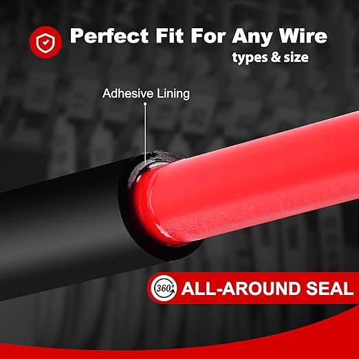 1/2" 100ft 3:1 Heat Shrink Tubing with Adhesive Lining - Marine Grade, Ideal for Home, Automotive, and Industrial Use - Black