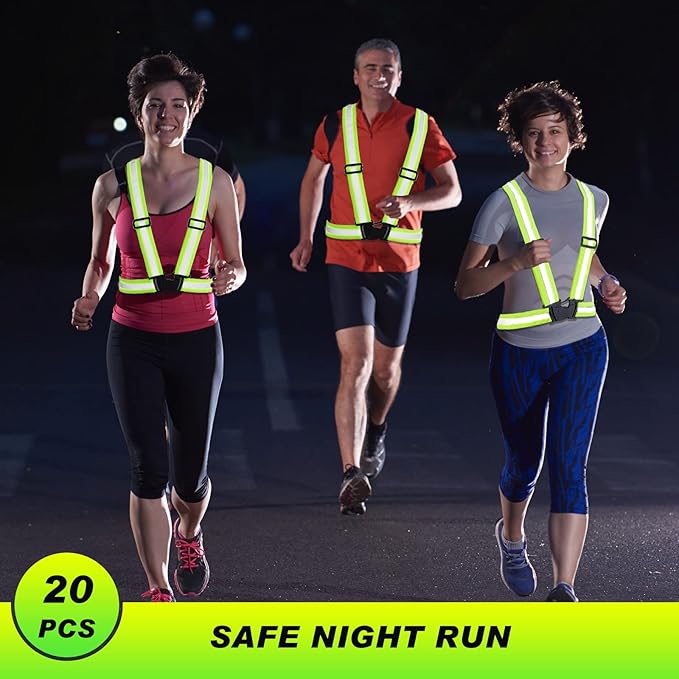 Hercicy 30 Pcs Reflective Vest High Visibility Safety Vests, Adjustable Bright Neon Lightweight Strap Gear (Yellow)