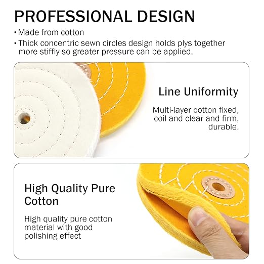 SCOTTCHEN 6inch Buffing Polishing Wheels 1/2" Arbor Hole,Soft/Fine/Medium for Bench Grinder Tool-4PCS,with Buffing Polishing Cutting Compounds 7.4 Oz.Kit