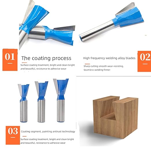 1-1/8” Dovetail Router Bit 1/2 Shank Half-Blind & Through Dovetail Bits for Making Boxes Drawers Chests for Engraving Router planing Head Wood Cutte Woodworking Tools Carving Cutting Tool