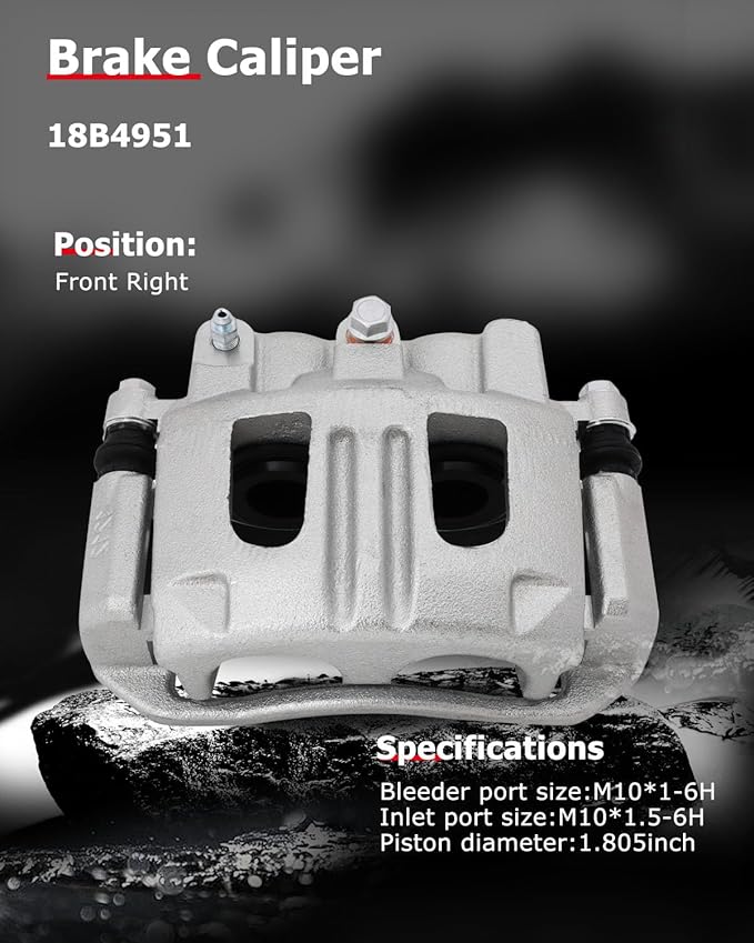 cciyu Front Right Brake Caliper Assembly w/Bracket 18B4951 2005 2006 For Chevy For Equinox,2006 For Pontiac For Torrent,2004 2005 2006 2007 For Saturn For Vue