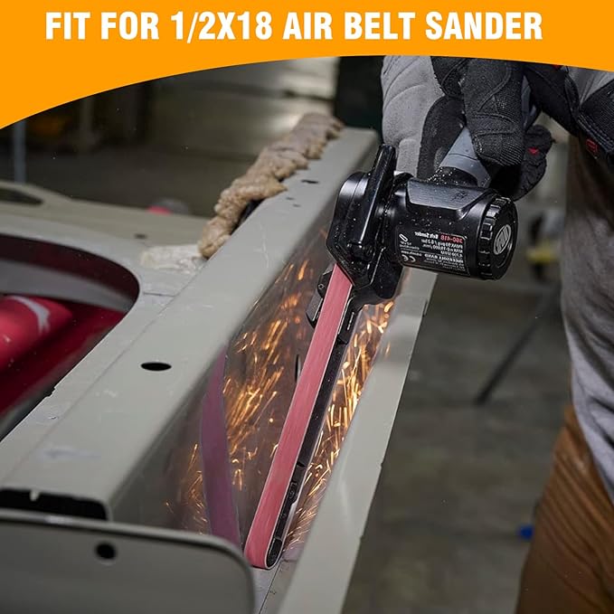1/2 x 18 Inch Sanding Belts Ceramic, 60 Grit 1/2x18 Inch Sander Belts for Air Belt Sander, Metal Finishing, Rust Removal, Woodworking, 20 Pack