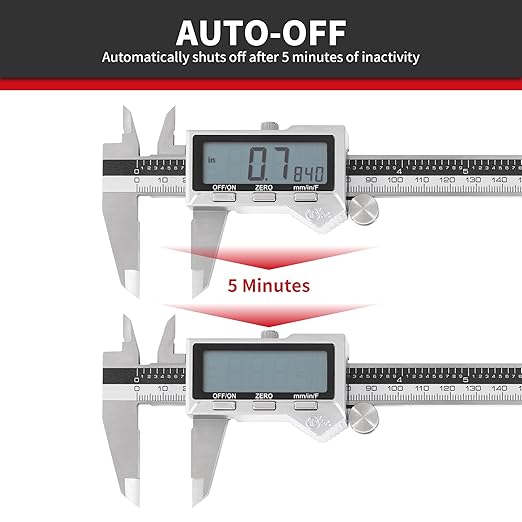 12 Inch Digital Caliper, 150mm Calipers Measuring Tool with Stainless Steel, IP54 Splash Proof Protection Design