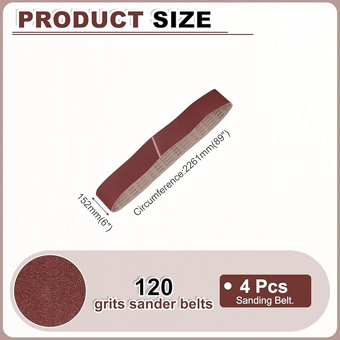 HARFINGTON 6 x 89 Inch Sanding Belts, 10 Pcs 120 Grits Aluminum Oxide Abrasive Belt Sander File Belt for Woodworking, Metal Polishing, Knife Sharpener