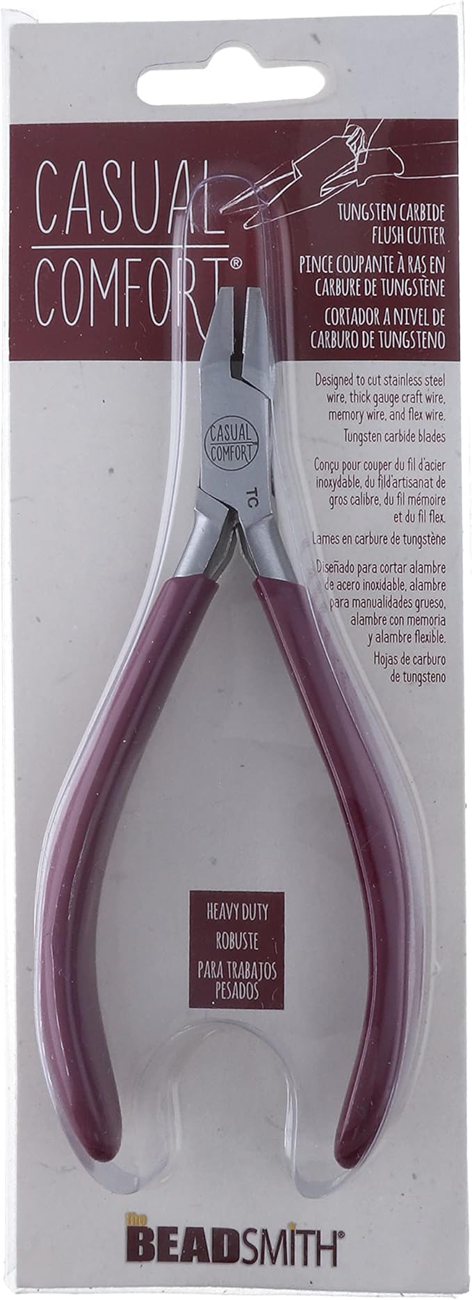 The Beadsmith Flush Cutter - Casual Comfort Series - 5.25 inches (133mm) – Tungsten Carbide Blades, Comfort Grip Handle & Double-leaf Spring, European Design & Quality, Tool for Jewelry Making