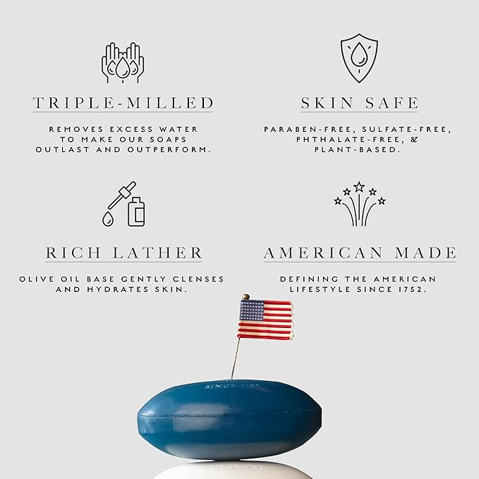 Caswell-Massey Men’s Bar Soap, Moisturizing Body Wash for Bath or Shower, Men’s Soap Bar for All Skin Types, Essential Oils & Plant-Based, Number Six, Almond, & Jockey Club, 3 (5.8 oz bar) Gift Set