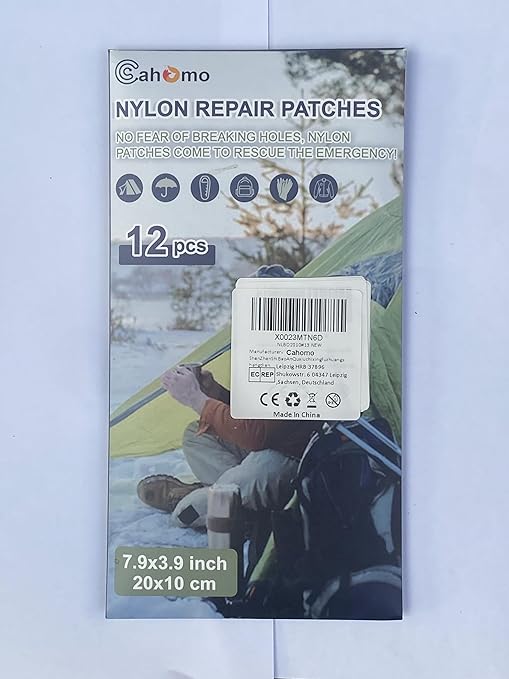 12 PCS Nylon Repair Patch Kit - Self Adhesive Nylon Fabric Tape for Tent, Umbrella, Down Jackets, Sleeping Bag, Knapsack (Dark Blue)