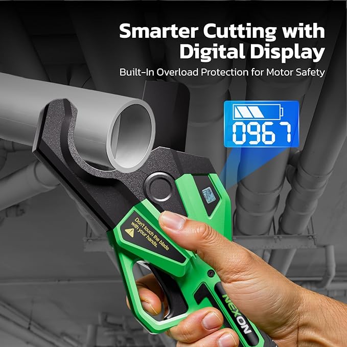 NEXON PVC Pipe Cutter for Makita 18V Battery, Plastic Tubing Cutter with LCD Display, Cuts up to 1-1/2" Electric PVC Cutter, Cutter Tool for PVC, PPR, PE, PEX,SK5 Blade(Battery not include)