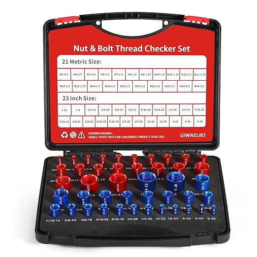Nut and Bolt Thread Checker - 44 PCS Nut and Bolt Gauges Individually Housed in Case (23 Inch & 21 Metric) Specially Suitable for Size Check on Tricky and Narrow Area