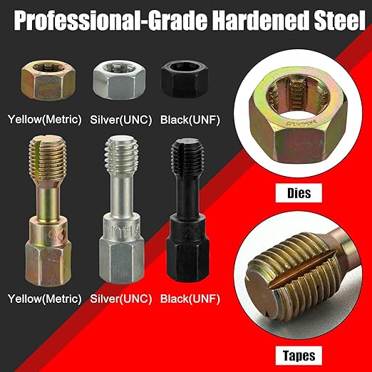 MAXMAN 61Pcs Thread Chaser Set, Thread Restorer Kit & Rethread Repair Tool, SAE & Metric Thread Chaser Set, Bolt Thread Repair Kit with Thread Pitch Gauge - Restore Rusted Bolts, UNC/UNF/Metric