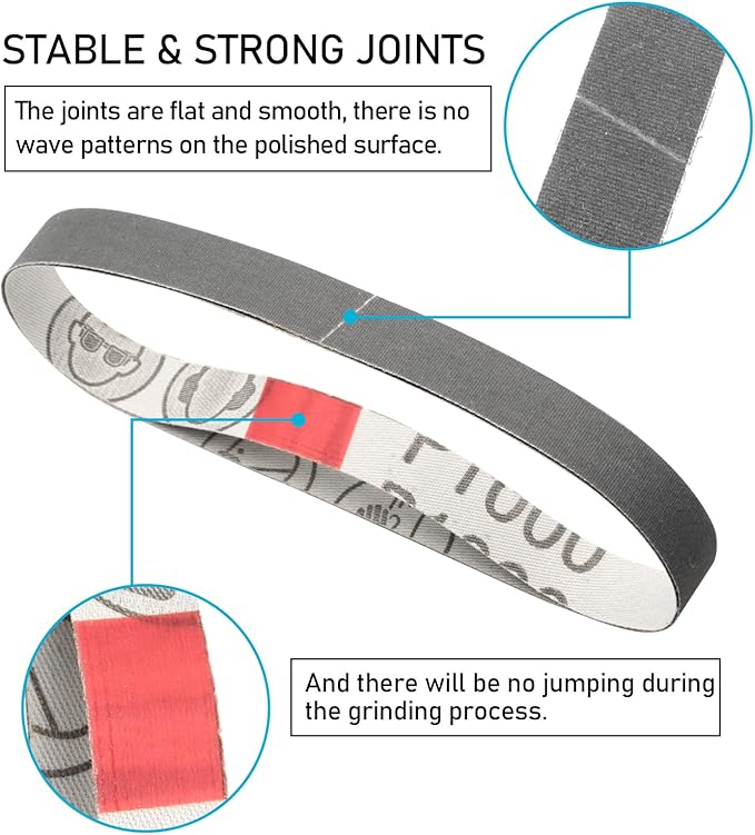 24 Pcs 1/2" x 12" Knife Sharpening Replacement Belts 1000 Fine Grit for Official Work Sharp Knife & Tool Sharpener (WSKTS & WSKTS-KT/Mk.1 & Mk.2)