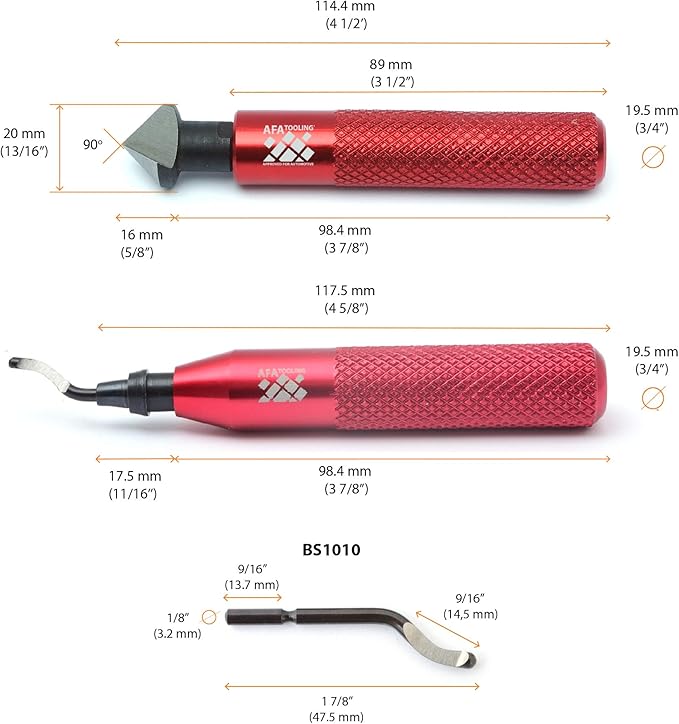 AFA Tooling - Deburring Tool & Countersink Hand Reamer with 10 Extra Blades - Works on Metal, Resin, PVC Pipes, Copper, Plastic and 3D Printed Edges - Plumbing & 3D Printing Burr Removal Reamer Tool
