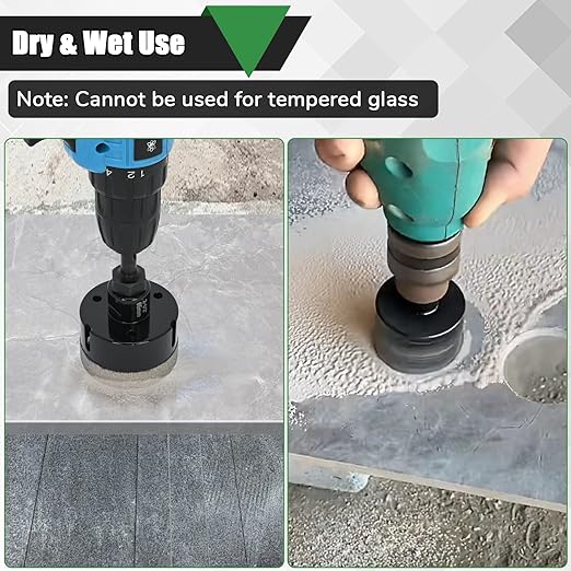 Diamond Tile Hole Saw Kit, 10 PCS Diamond Drill Bit Set, Diameter 6/6/8/19/35/51/65mm for Tile Porcelain Ceramic Marble, with 20mm Finger Bit, 50mm Chamfer Bit and SDS Adapter