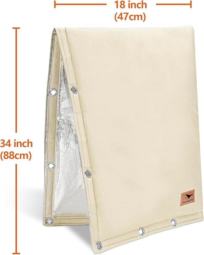 Backflow Preventer Insulation Cover - 2 Way Opening Pipe Insulation Cover for Irrigation Valve, Sprinkler Cover for Outside - Winter Freeze Protection Backflow Cover - 18" W x 34" H, Beige