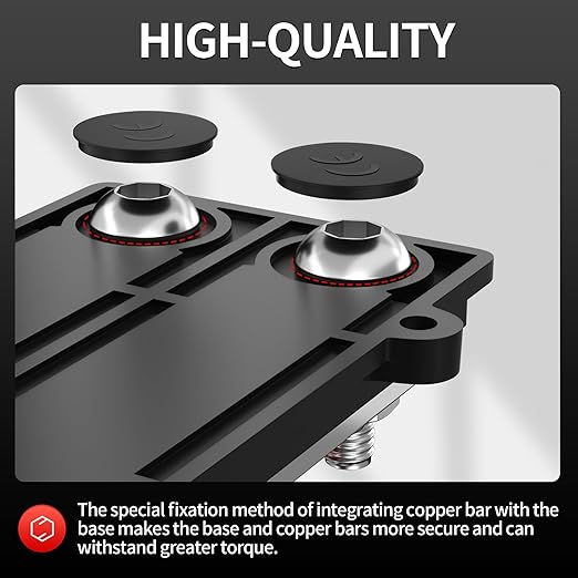 250A Dual Row Bus Bar 12V Power Distribution Block 8 x 3/8" Terminal Stud, 6 x #8 Screw Terminals Positive & Ground Battery Bus Bar