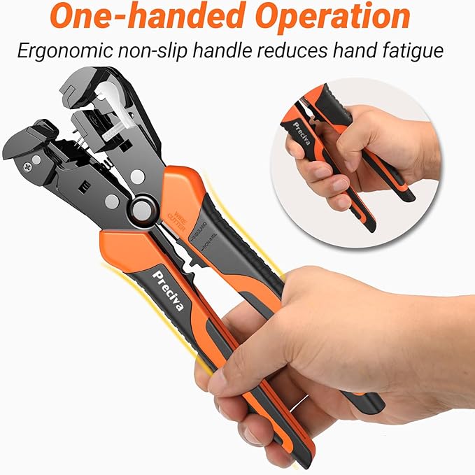 Preciva Professional Self-Adjusting Wire Stripper, 3 in 1 Stripper/Cutter/Crimper Tool for AWG 24-10, Heavy Duty Automatic Wire Stripping Pliers
