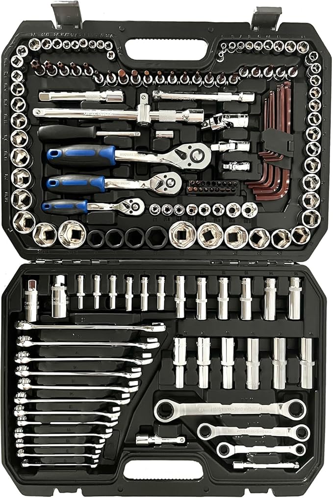 150 PCS Mechanical Tool Socket Set With Case Professional Automotive Repairing Auto Vehicle Maintenance Tool Kit Ratchet Spanner Wrench Socket Set