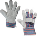 Work Leather Gloves with Cool Cotton Lined Backing Lightweight & Versatile Split Leather Safety Cuff Work Gloves